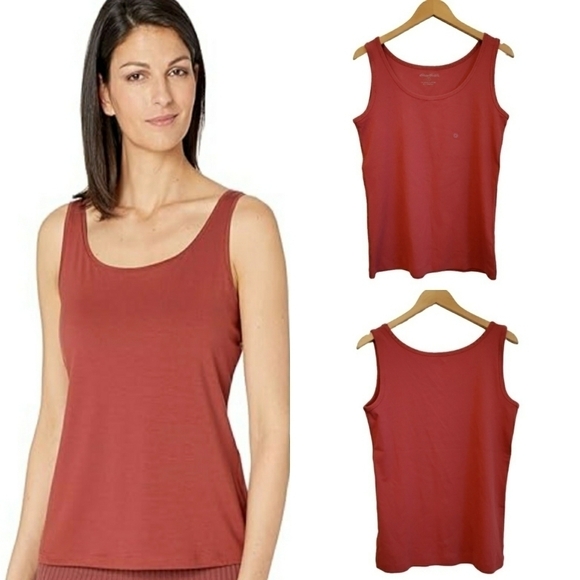 EDDIE BAUEr Ribbed Tank Top Cotton Base Layer Brick Cranberry Red New Large - Picture 1 of 11